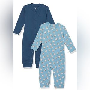 Amazon Aware Unisex Babies' Organic Cotton Footless Coverall, Pack of 2 Blue Fox